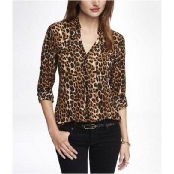 Express The Portofino Shirt Leopard Print - Picture 9 of 10